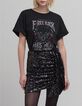 Falda corta bordada de lentejuelas negras para mujer-1
