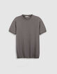 T-shirt col rond gris coton modal Homme-5