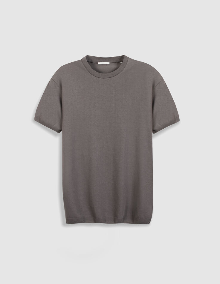 T-shirt col rond gris coton modal Homme-5