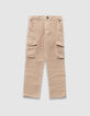 Pantalon droit beige esprit battle garçon-2