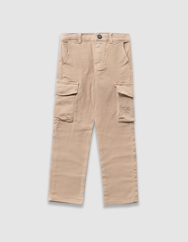 Pantalon droit beige esprit battle garçon-2