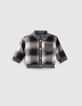 Blouson en jean réversible bleu et carreaux bébé garçon-3