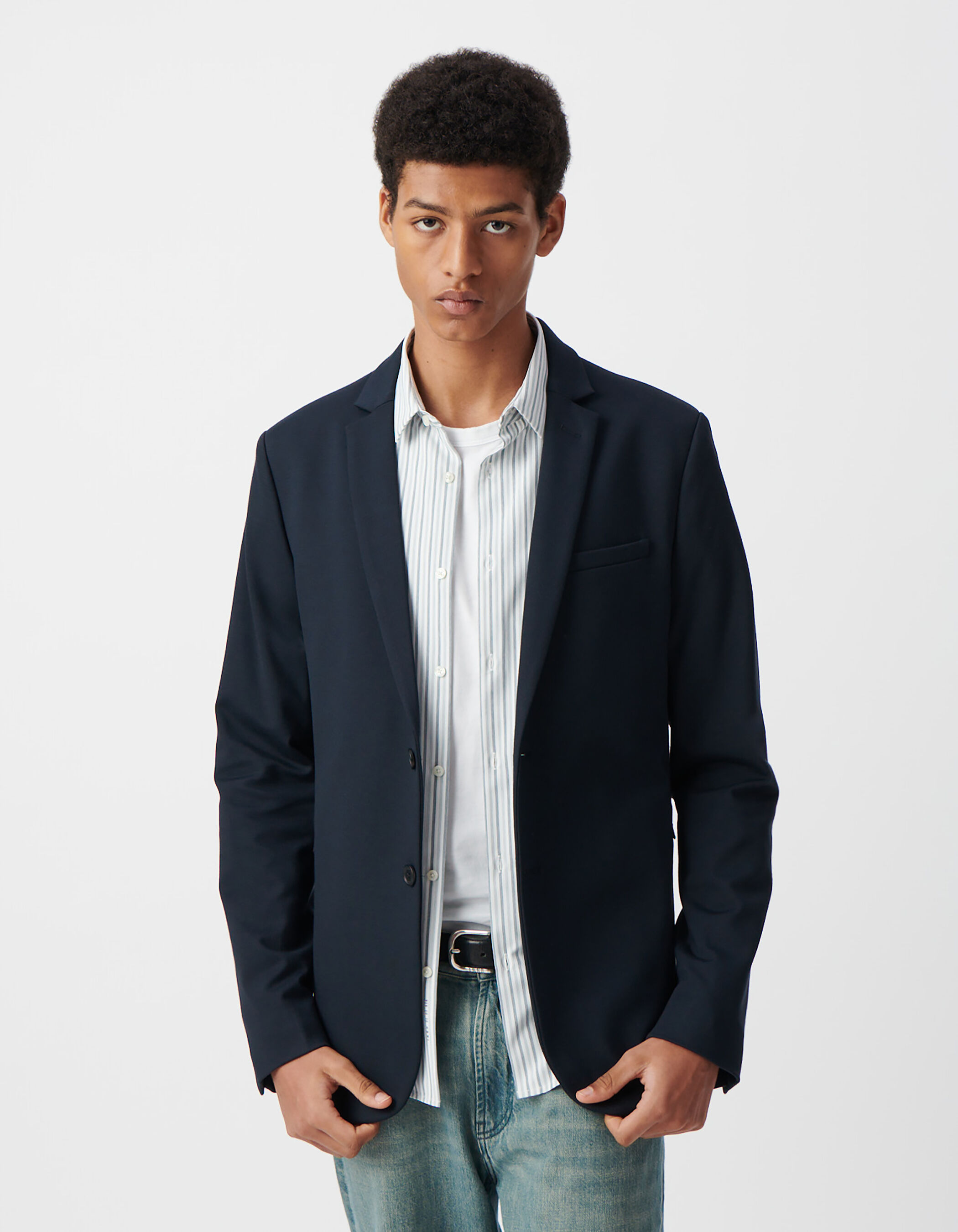 Men s navy Interlock suit jacket IKKS