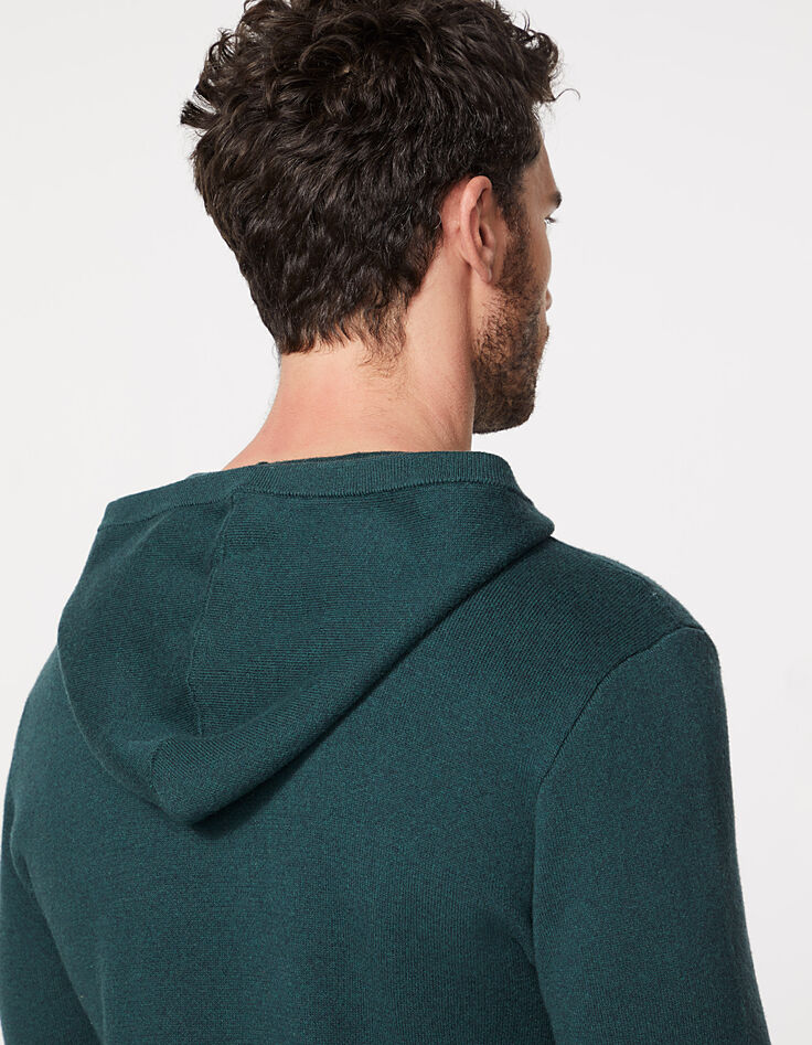 Men’s racing green knitted hooded sweater-5