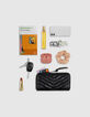Women’s navy flannel and leather 1440 Reporter clutch bag-8