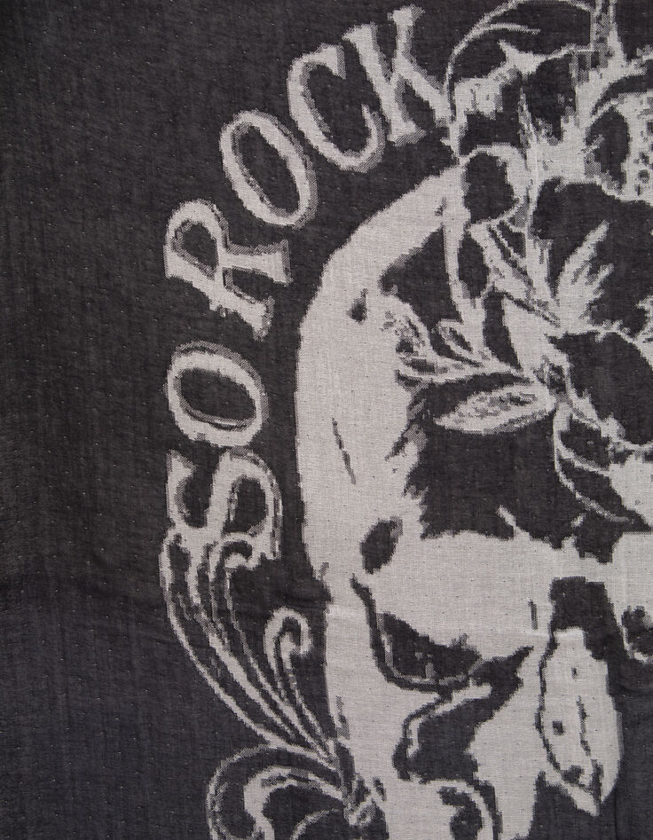 Women&rsquo;s black double-sided skull motif scarf-3