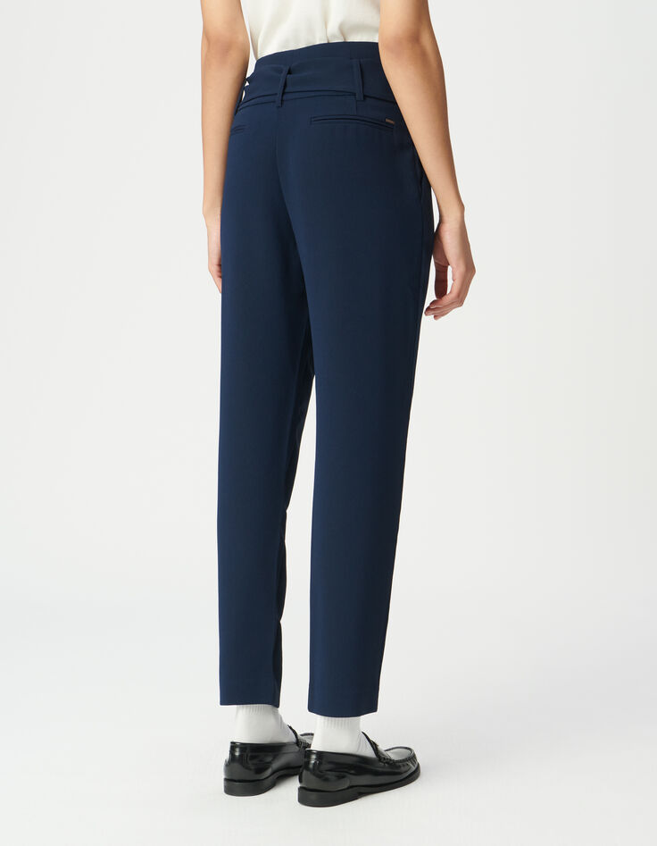 Marine broek hoge taille met ceintuur-3