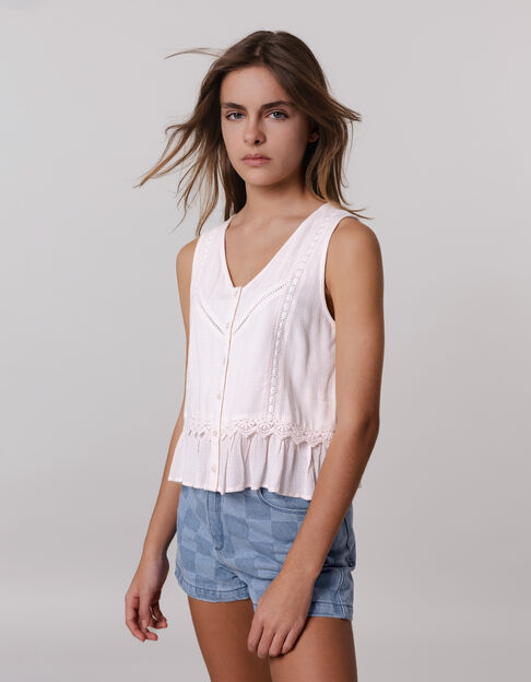 Ecru camisole with lace details bohemian spirit for girl - IKKS