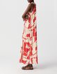 Robe longue rouge imprim&eacute; g&eacute;om&eacute;trique Femme-5