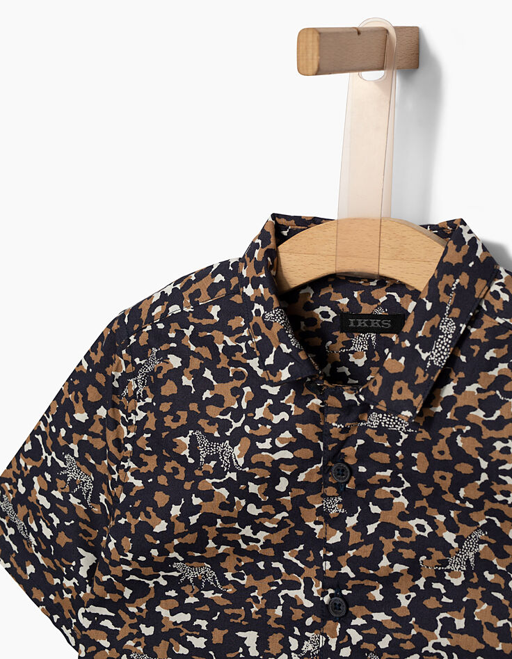 Chemise beige clair à camouflage-léopards garçon -2 Chemise beige clair à camouflage-léopards garçon -2
