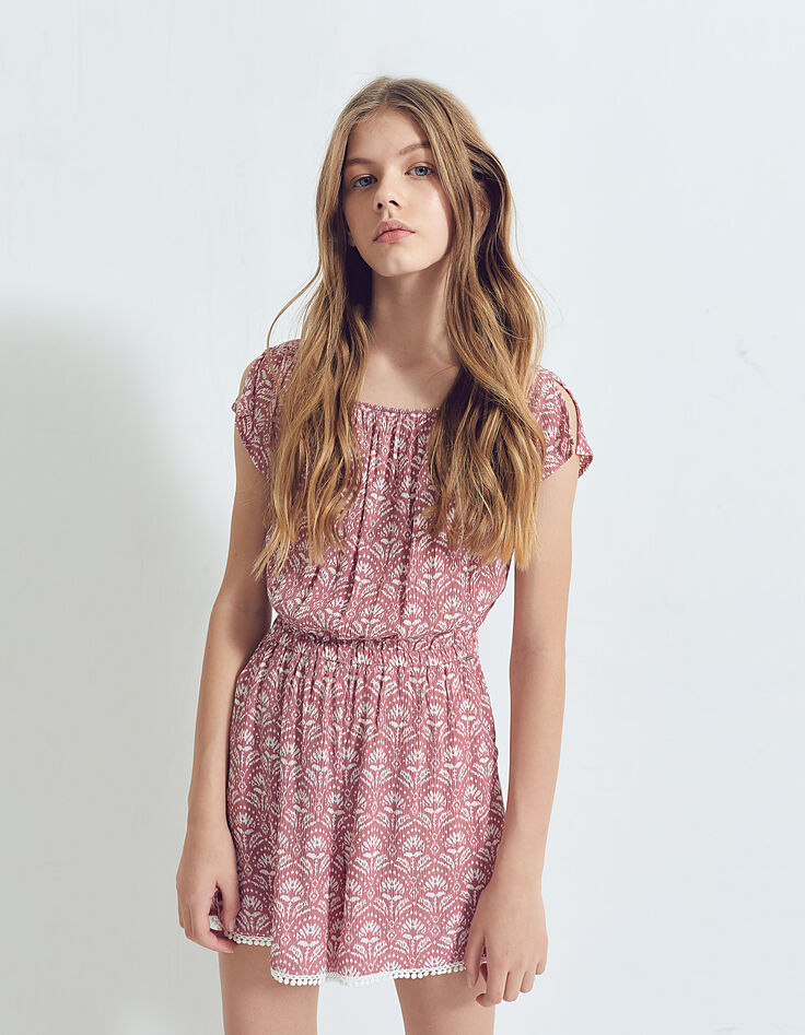 Mono corto rosa palo Ecovero&reg; estampado batik ni&ntilde;a-6