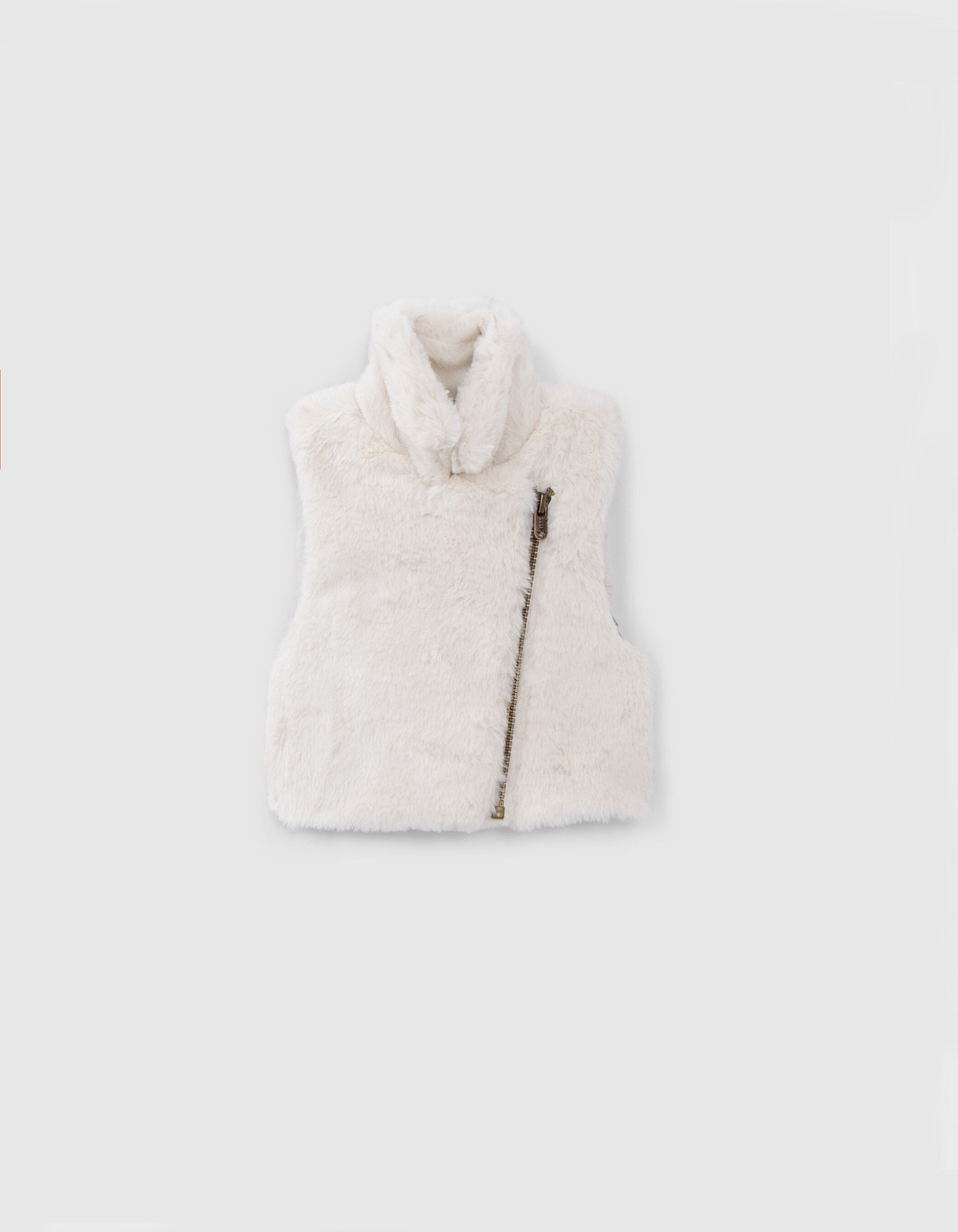 Gilet ecru sans manches esprit motard bebe fille IKKS