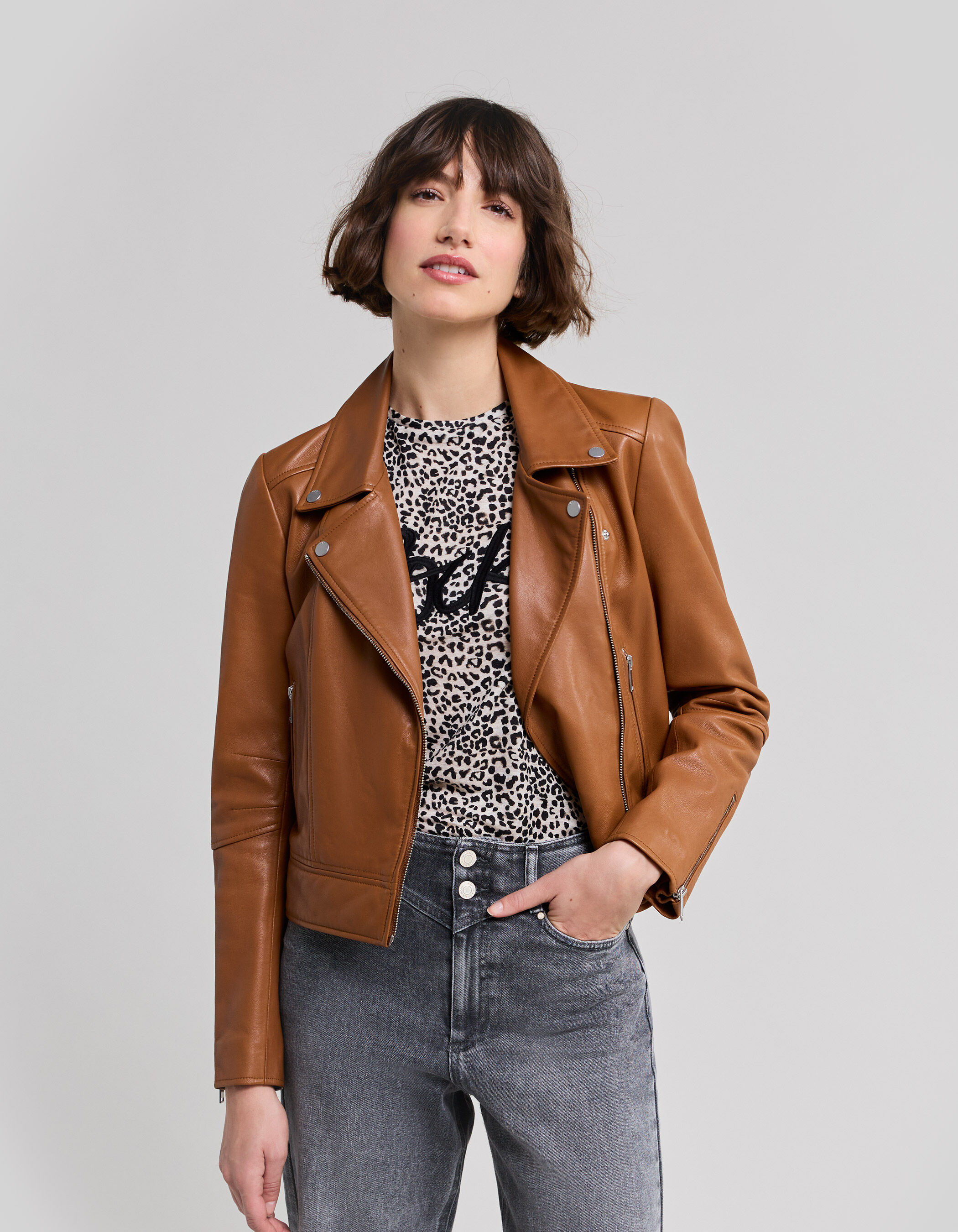 Veste femme cuir camel outlet