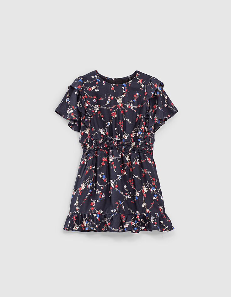 Robe marine mini me imprimé fleurs fille -2 Robe marine mini me imprimé fleurs fille -2