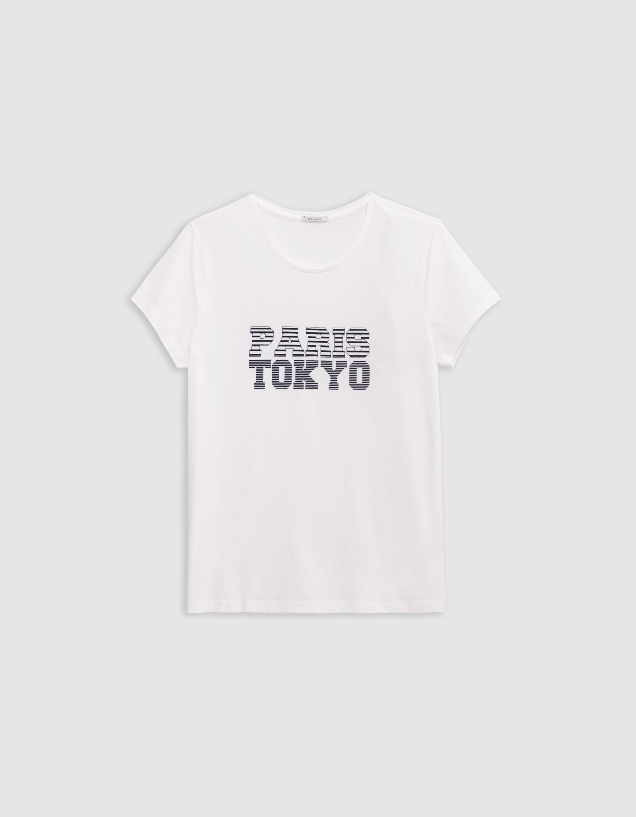 Marineblau gestreiftes Damen T Shirt in Off White IKKS