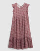 Robe longue fuchsia imprimé fleurs fille-1