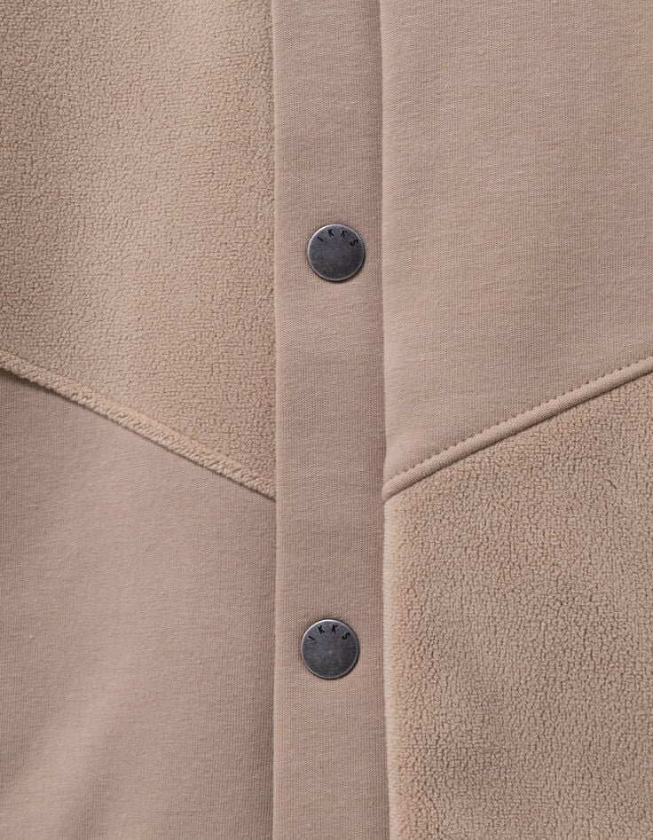 Cárdigan capucha cremallera beige bimaterial niño-9