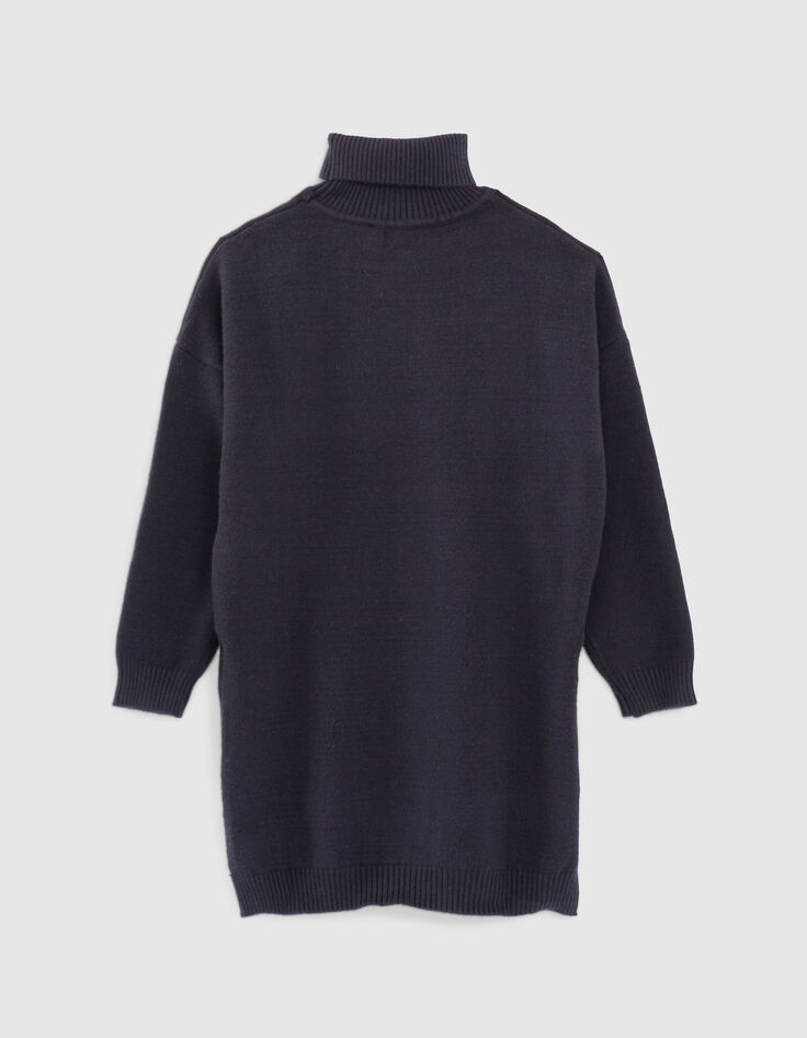 Vestido jersey navy oscuro de punto con cuello vuelto ni&ntilde;a-3