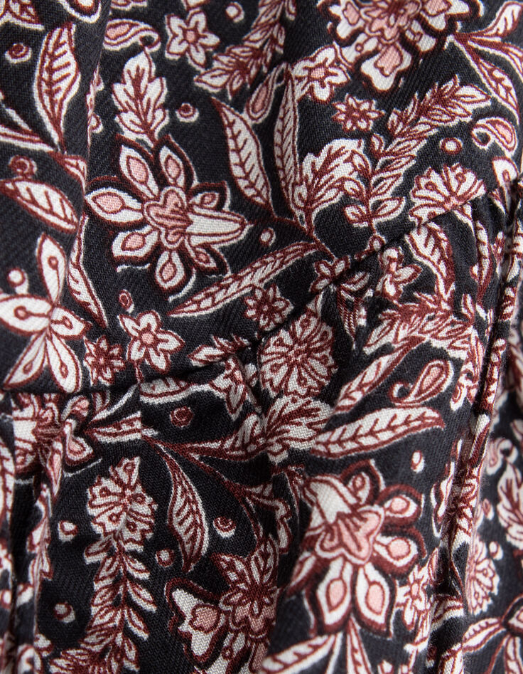 Zwart barok rokje met bloemenprint voor meisjes-6