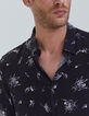 Chemise SLIM noire motif fleurs Homme-4