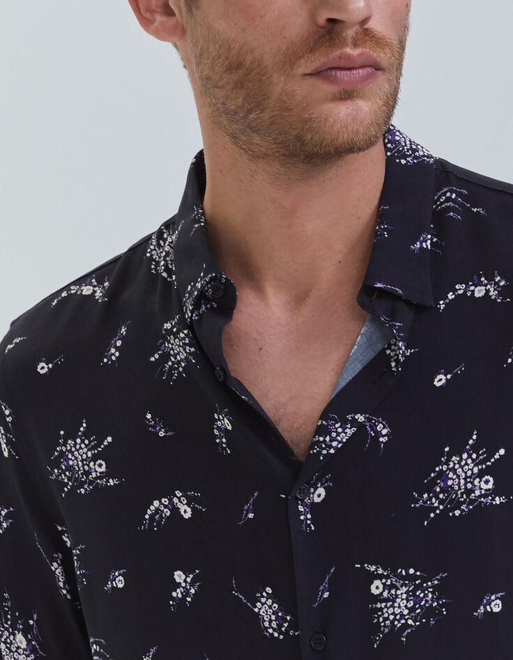 Chemise SLIM noire motif fleurs Homme-4