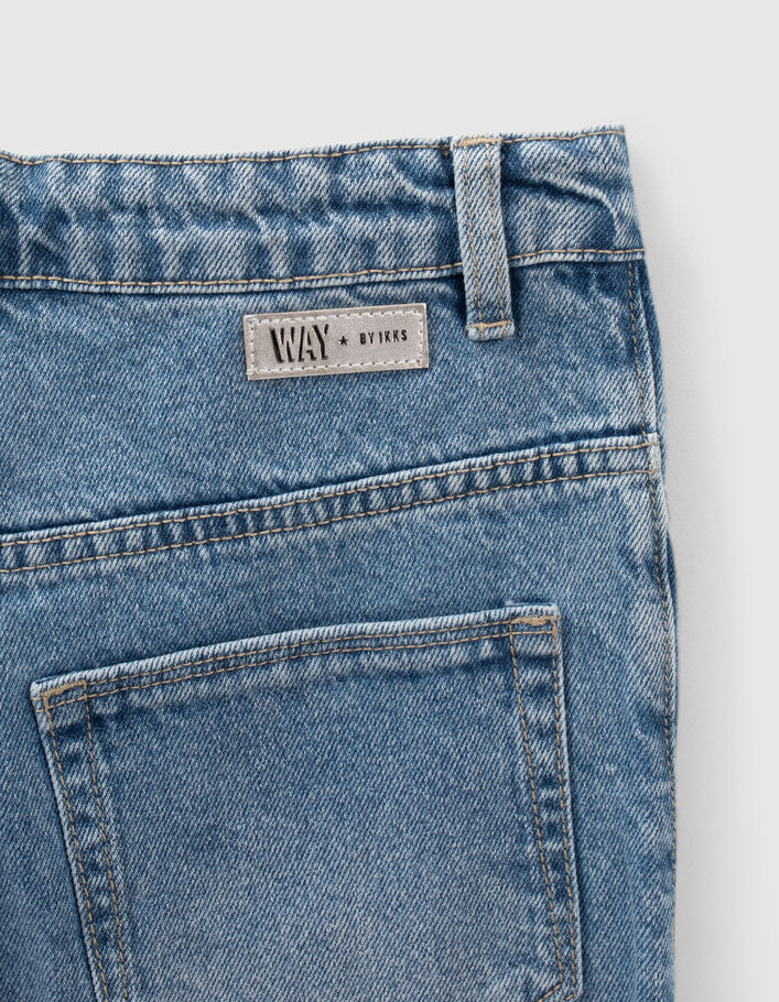 Girls’ blue organic cotton straight 7/8 jeans - IKKS