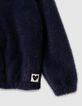 Cárdigan cremallera azul marino mullido maxi cuello niña-5