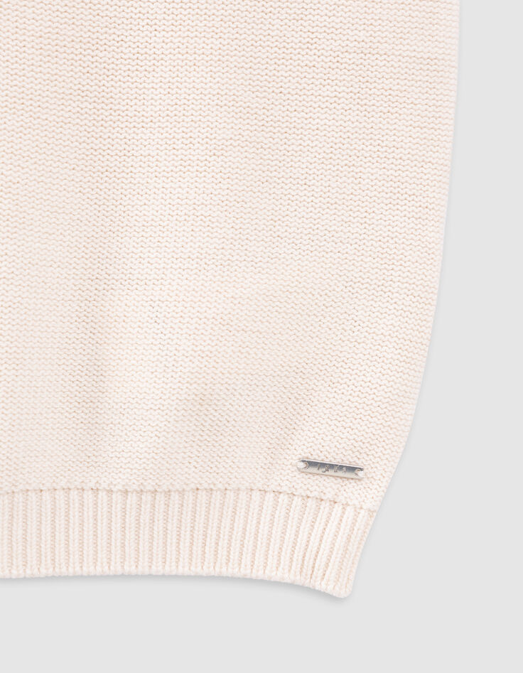 Pull écru tricot dentelle et volants brodés fille-6