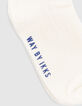 Chaussettes blanc cassé rayé bleu et noir argent fille -4