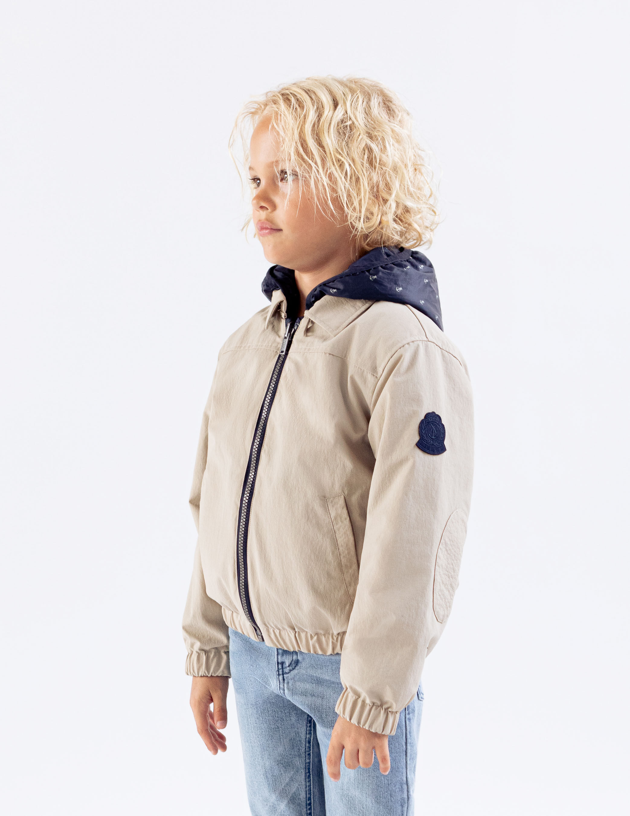 Blouson reversible beige et marine imprime ancres garcon IKKS