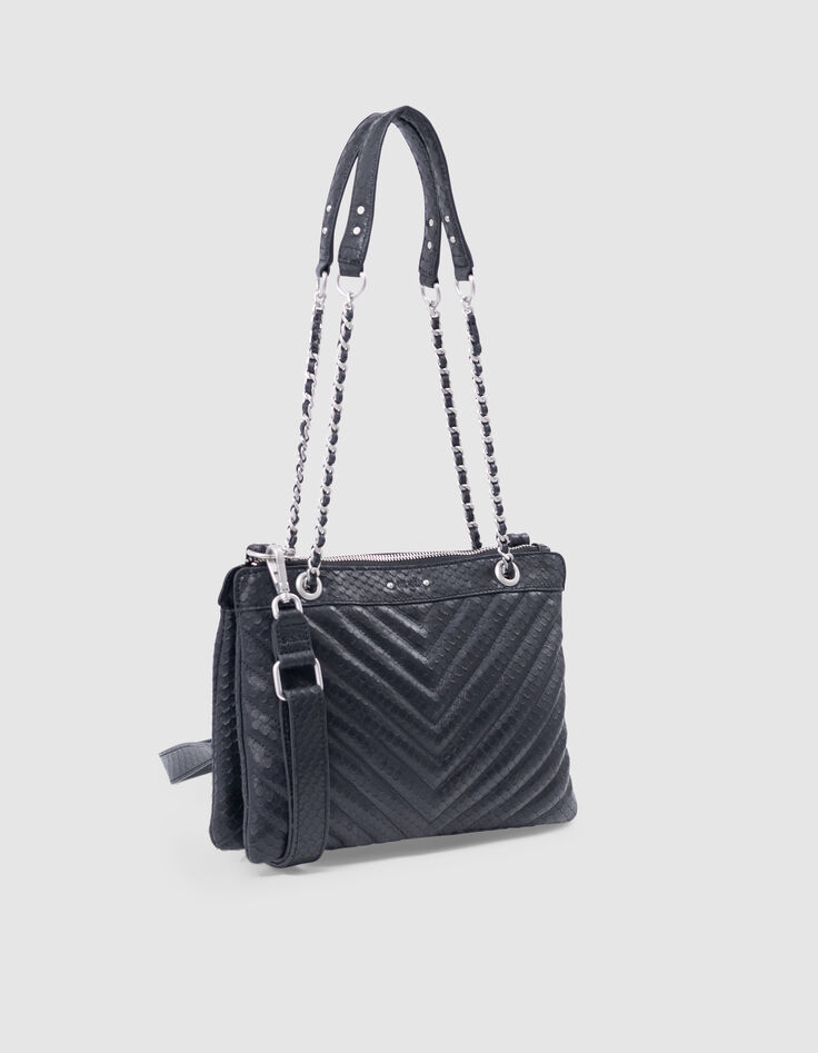 Woman's 1440 Reporter schwarz geprägte Leder Clutch Bag-6