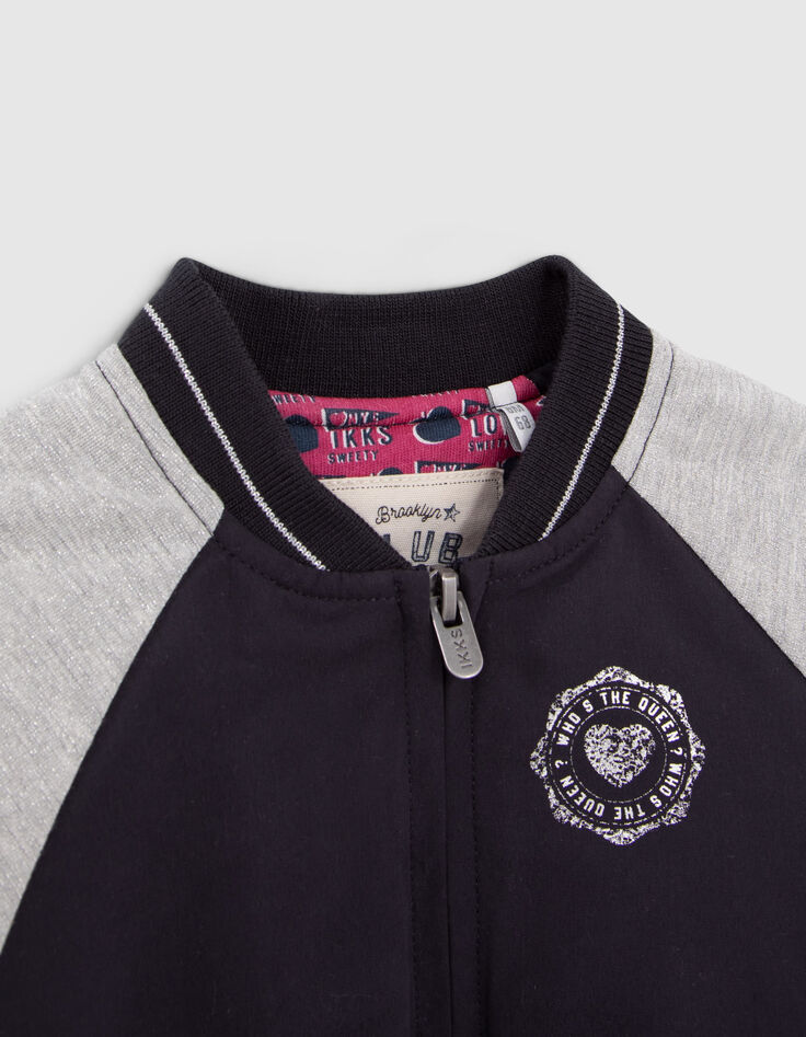 Teddy marine à manches gris lurex bébé fille-2