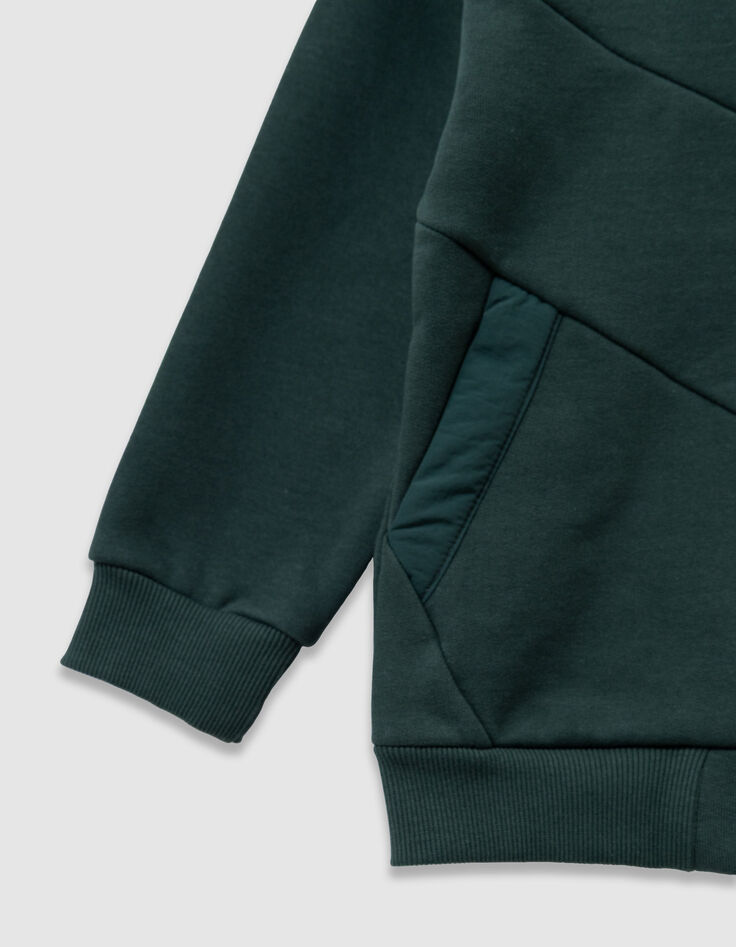 Cárdigan cremallera verde capucha niño-5