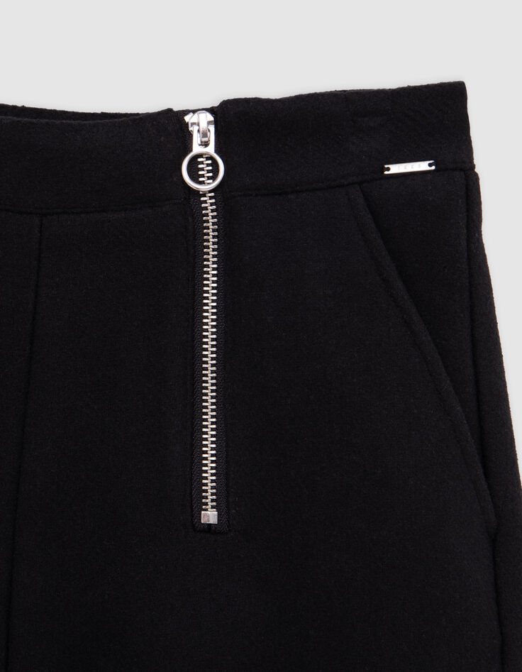 Pantalón corto de lana negro con cremallera para niña-3