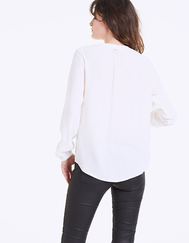 Ecru blouse viscosecr&ecirc;pe volantkraag-3