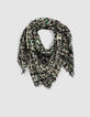 Chèche en laine motif léopard vert blanc et noir femme-1