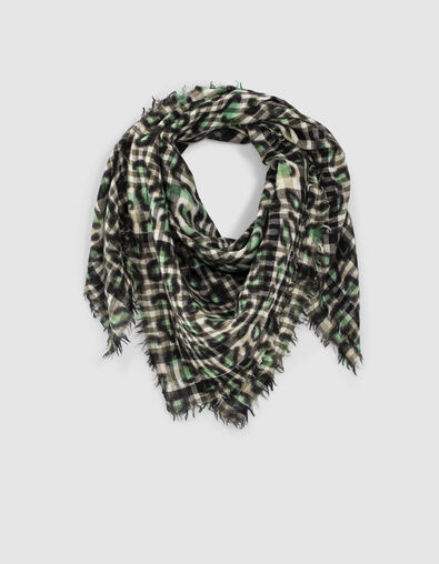 Chèche en laine motif léopard vert blanc et noir femme - IKKS