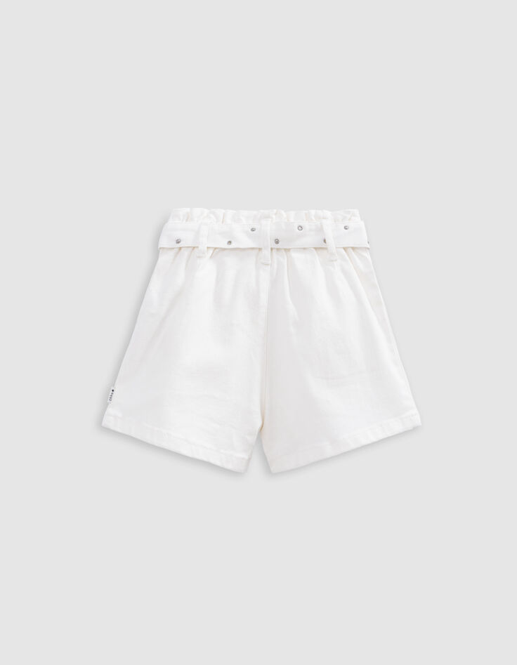 Ecru jeansshort riem studs en oogjes meisjes-4