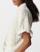 Chemise &eacute;crue gaze de coton rayures beiges Femme-5