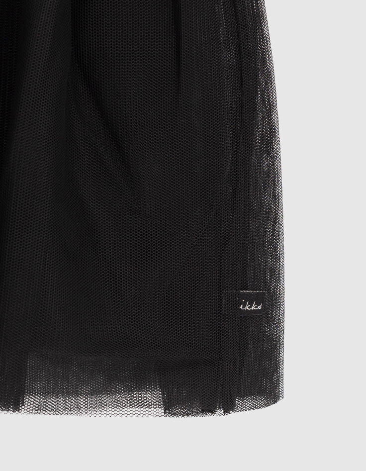 Wei&szlig;es M&auml;dchenkleid aus Mischgewebe mit schwarzem Tutu-4
