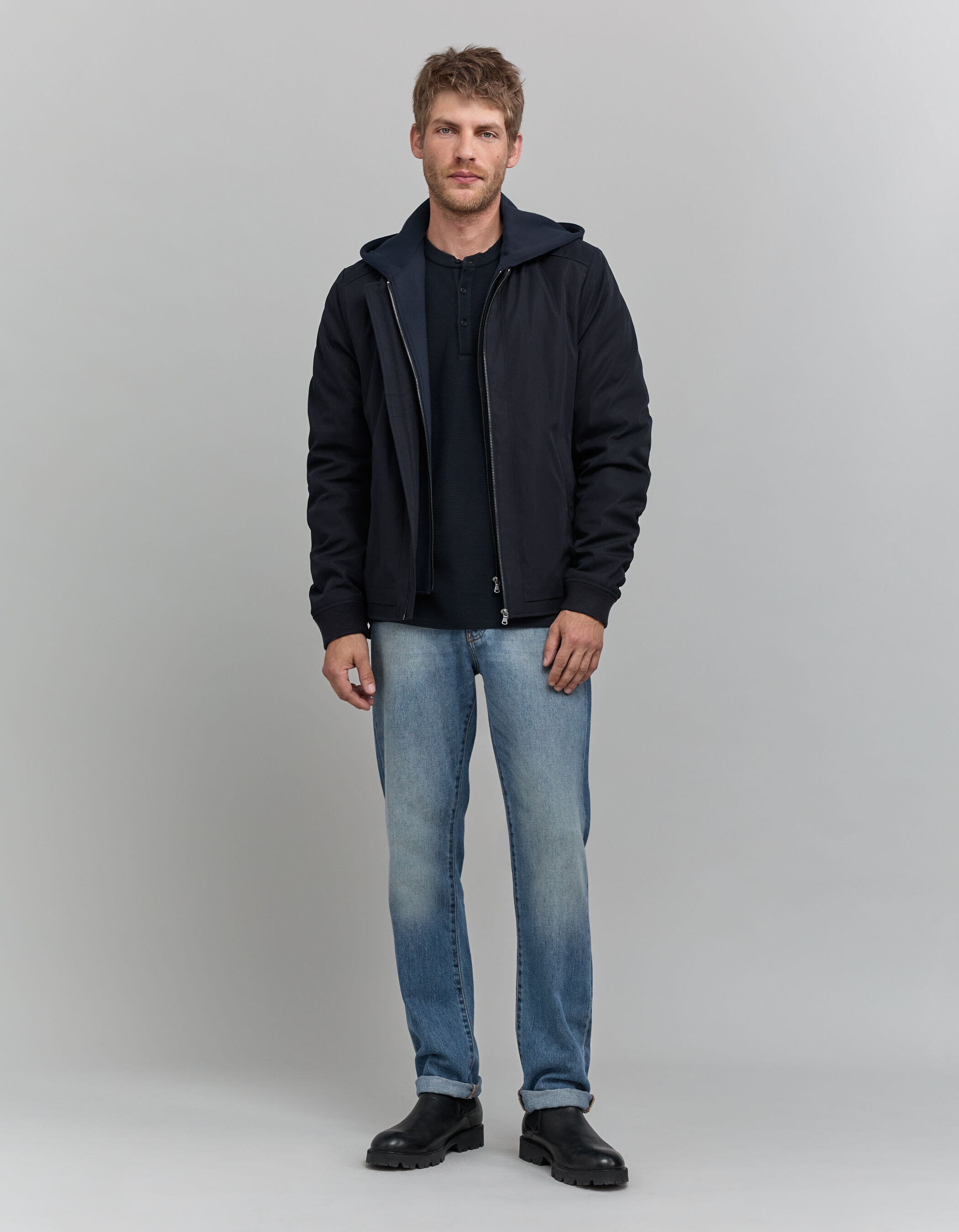 Men s navy bomber with trim IKKS