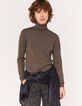 Pull col roulé kaki bijoux esprit militaire femme-1