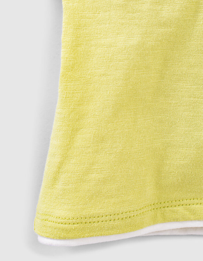 Yuzugelbes T-Shirt in Trompe-l'oeil-Optik für Babyjungen  - IKKS