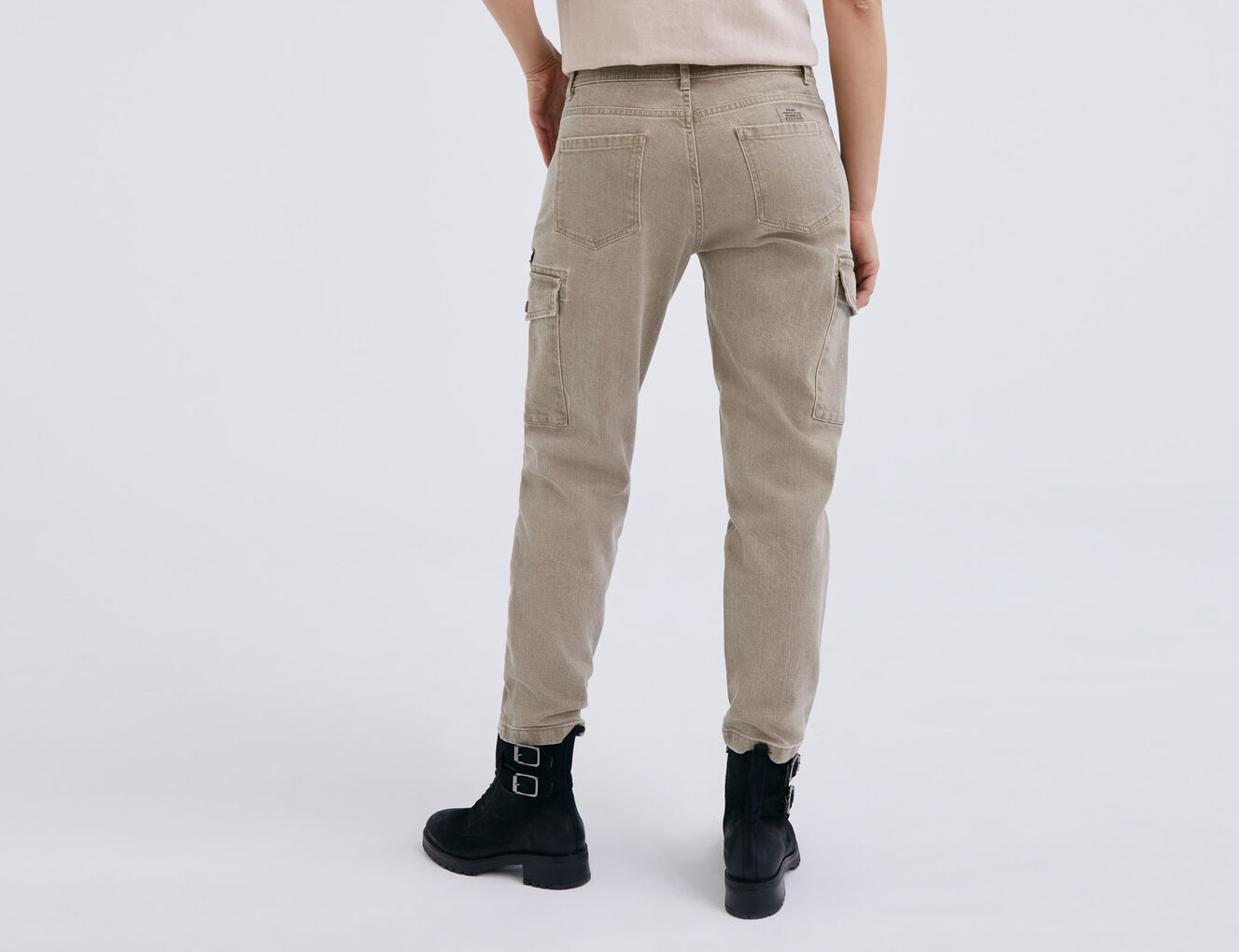 Pantalón battle cropped Denim caqui claro mujer