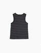 Zwarte singlet twee materialen opdruk palm meisjes-3