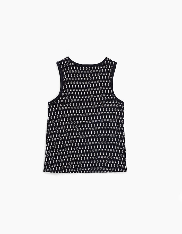Girls’ black palm tree graphic mixed-fabric vest top - IKKS