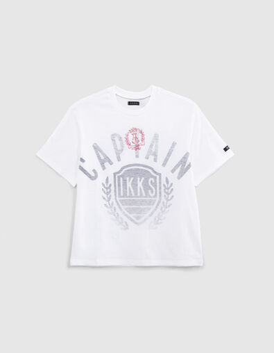 Wit T-shirt opdruk embleem print binnenin jongens - IKKS