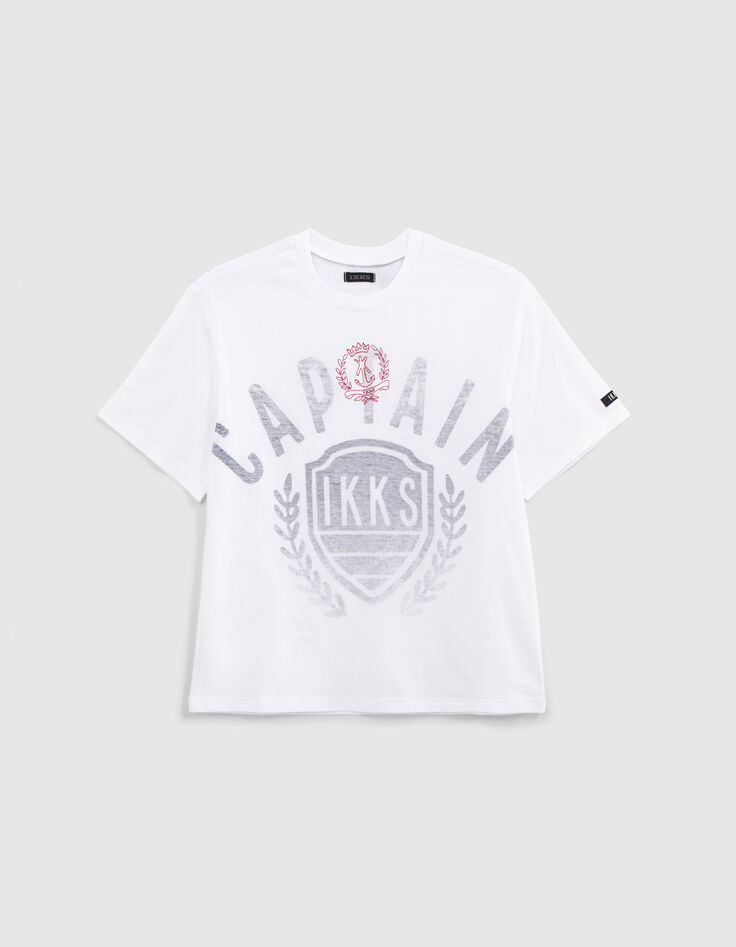 Wit T-shirt opdruk embleem print binnenin jongens-1