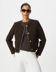 Veste marron lainage boutons militaires Femme-2