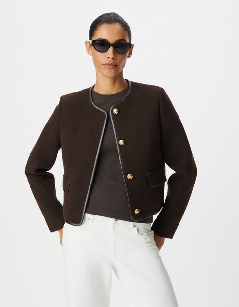 Veste marron lainage boutons militaires Femme - IKKS